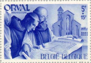 Монахи изучают план аббатства